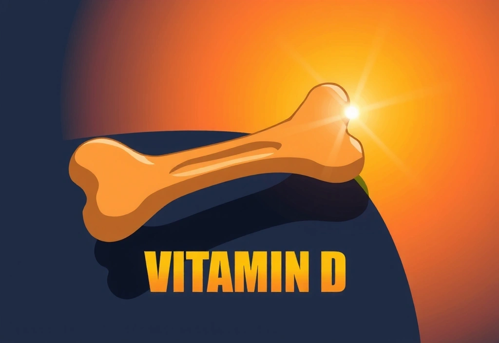 Representación de un hueso fuerte y saludable con un rayo de sol estilizado incidiendo sobre él.